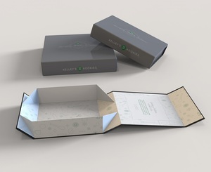 High quality custom black gift foldable box with ribbon collapsible Luxury Cardboardpacking box garment shoejewelry costume box