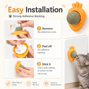 Juguete de Pared con Bola de Catnip para Gatos, Juguete Masticable Giratorio e Interactivo para Gatos de Interior - Product Image 6
