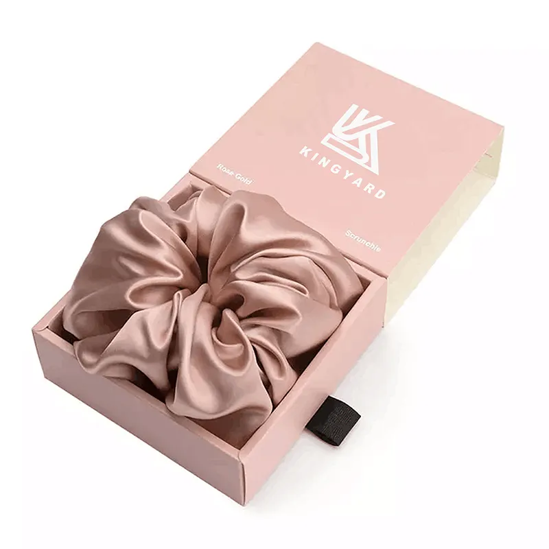 Gift Box Packing Woman Ponytail Hair Accessories Designer Elastic Hair Ties Set Custom Logo 100% Mulberry Silk Scrunchies