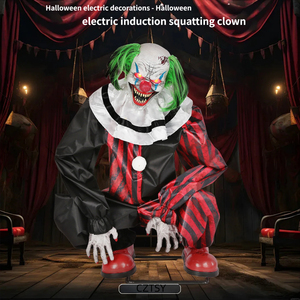Décoration d'Halloween : Clown Fantôme Effrayant Animé à Détection de Mouvement, Accessoire Suspendu pour Maison Hantée, Décoration Horreur pour Jardin - Product Image 1