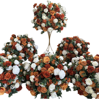 IFG fait à la main 60cm blanc et orange brûlé boule de fleurs artificielles nouvelle décoration de centres de table de mariage pour Thanksgiving