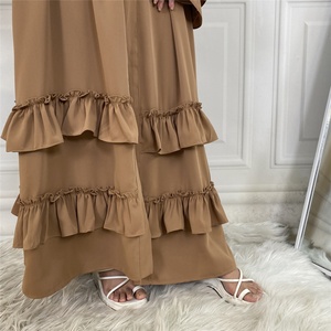 Popular Abaya Nida Material Solid Color Splicing Pleated Open Abaya Dubai Muslim Islamic Women Clothing 02# - Product Image 4