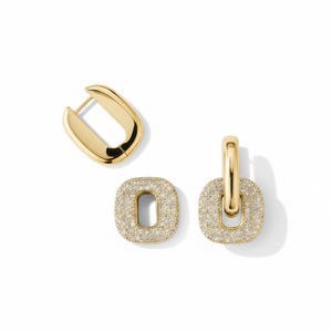 Stevie <b>Hoops</b> <b>14k</b> <b>Gold</b> Pav Diamond Earrrings Trendy Religious Rhodium Plated <b>Hoop</b> Drop <b>Earrings</b> with Pearls Rose <b>Gold</b> Material - Product Image 1