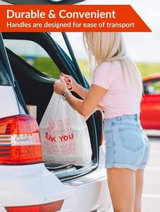 22*12'' Thank-You T-Shirt <b>Bag</b> <b>Food</b> Grade HDPE Direct Factory Sale Side Gusset Supermarket Groceries Retail Silk Screen Printing - Product Image 2