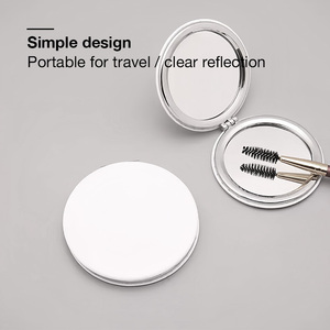 Custom Logo Printing Round <b>Compact</b> <b>Mirror</b> Double Sided Portable Travel <b>Mirror</b> White Leather <b>Mirror</b> Etching for Christmas Gift - Product Image 2