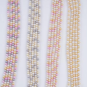 Collier et bracelet en perles semi-finies de 6-7 mm, en eau douce naturelle, de couleur bonbon, pour la fabrication de bijoux DIY, perles blanches et roses - Product Image 1