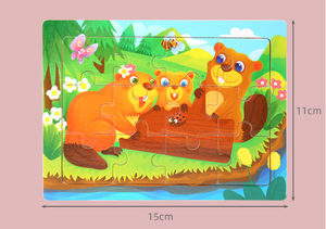 12 Mảnh Ghép Hình Hoạt Hình Động Vật Cho Trẻ Em Bằng Gỗ, Đồ Chơi Giáo Dục Sớm Bằng Gỗ - Product Image 2