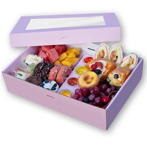 Scatola per Servire Pasticceria <span class=keywords><strong>in</strong></span> Cartone Resistente, Vassoio per Alimenti Assortiti con Coperchio, Stabilmente Riempibile, per Catering, Viaggi e Feste - Product Image 1
