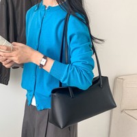 Sac à main à bandoulière en PU de couleur unie de style coréen simple et élégant pour femmes, avec deux sangles et fermeture à glissière