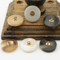 Grosir kancing Resin datar, mantel wol, mantel Trench, pegangan logam hitam dan kuning, kancing Resin gabungan