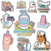 Autocollants amusants pour infirmières, holographiques, essentiels pour l'école d'infirmières, autocollants en vinyle imperméables pour étudiants infirmiers, pour ordinateur portable, bouteille d'eau