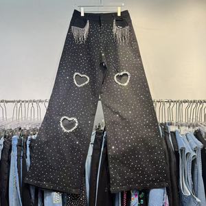 Boutique al por mayor 2025 verano nueva moda LAVADO CALIENTE diamante hueco chaleco personalizado moda Jeans conjunto de mujer - Product Image 5