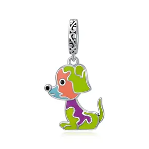 925 Sterling Silver Dog Puzzle Autism Awareness Charm Fit Snake Bracelet Pendant Charms For Diy Jewelry Making