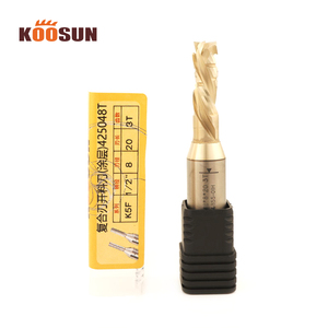 KOOSUN mata profil Spiral Helical TCT Woodworking Bit pemotongan kayu akrilik PVC MDF karbida emas lapisan Endmill 3 pabrik ujung seruling - Product Image 2