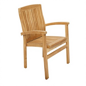 Modern Solid Wood <b>Stackable</b> Outdoor <b>Dining</b> <b>Chair</b> for Garden Banquet - Product Image 1
