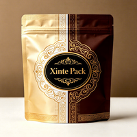 Sacs d'emballage pour assaisonnements et épices en papier, avec logo personnalisé estampé à chaud en feuille d'or, 100G 250G, pochette stand-up transparente
