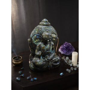 Labradorita con tallado de Buda de doble cara - Un símbolo de iluminación espiritual, decoración de cristal para el hogar, sanación con cristales - Product Image 2