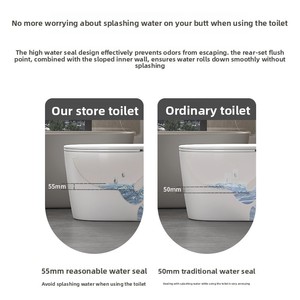 Inodoro de una pieza para el hogar, de cerámica, con bombeo, para apartamentos pequeños, sifón de remolino súper potente, gran calibre, ahorrador de agua, desodorante, silencioso - Product Image 2