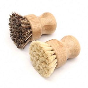 Wholesale Hot Sale Natural <b>Scrub</b> Washing Pot <b>Brush</b> Durable Portable Bamboo Dish <b>Brush</b> for Kitchen - Product Image 1
