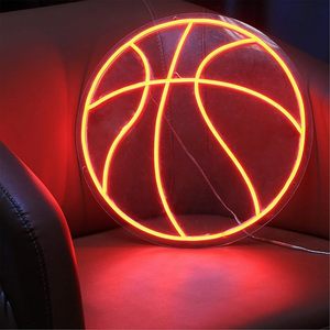 Enseigne de basket-ball au néon orange Décoration murale <span class=keywords><strong>LED</strong></span> esthétique pour <span class=keywords><strong>chambre</strong></span> de jeu Cadeaux de <span class=keywords><strong>chambre</strong></span> d'adolescent - Product Image 1