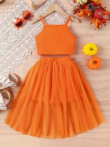 Conjunto <span class=keywords><strong>de</strong></span> <span class=keywords><strong>Ropa</strong></span> <span class=keywords><strong>para</strong></span> Niña, Estilo Veraniego, <span class=keywords><strong>de</strong></span> 5 a 14 <span class=keywords><strong>Años</strong></span>, Chaleco sin Mangas, Falda <span class=keywords><strong>de</strong></span> Malla, Conjunto <span class=keywords><strong>de</strong></span> Dos Piezas - Product Image 2