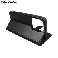 Casing Dompet Ponsel Lipat Magnetik Anti Benturan Sublimasi TPU Kanvas Kulit PU Cetak OEM Kustom dengan Slot Kartu untuk iPhone
