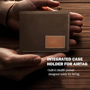 Retro Style Tri Fold <b>Wallet</b> With Airtag Pocket Multi Card Slots Anti Theft <b>Men's</b> <b>Wallet</b> Dark Brown <b>Small</b> Size - Product Image 2