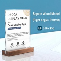 Présentoir en bois d'acrylique et de Sapele, support de signalisation de commande, porte-panneau de table double face, panneau de table sur mesure pour bureau