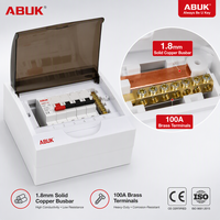 Boîtier de distribution en plastique ABUK 35 mm pour rail DIN, montage en surface, boîtier MCB avec barre omnibus en cuivre de 1,8 mm 100A CE