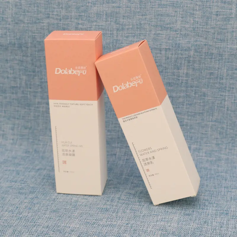 Benutzer definierte 100ml Hautpflege flasche Luxus Roségold Papier Verpackung Kosmetik boxen für Lotion Hautpflege-Sets Verpackungs box