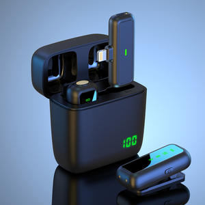 Nouveau microphone sans fil à clip SX5 SX6 deux-en-un, avec <span class=keywords><strong>enregistrement</strong></span> vidéo, écran LED portable 2,4 G, étui de charge mobile - Product Image 3