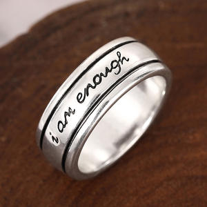 Anillo de Acero Inoxidable T0941, Estilo Rústico, Grabado 'I Am Enough', Unisex, Joyería para Regalo - Product Image 5