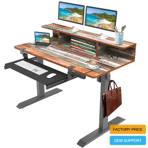 مكتب ألعاب عالي الجودة قابل للتعديل ارتفاع رخيص كهربائي قائم الجلوس مع رف كتب وحامل لوحة مفاتيح