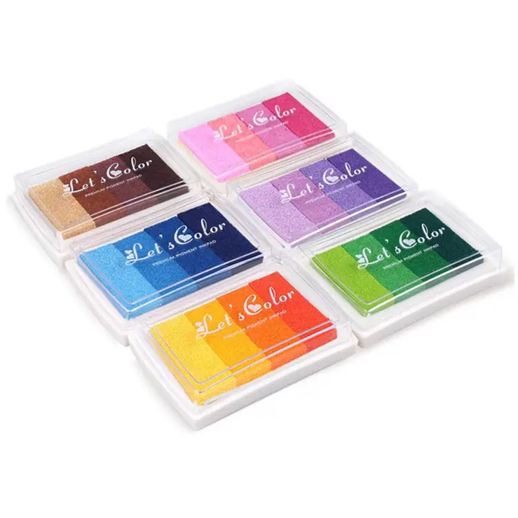 Amazon Heißer Verkauf 6 PCS Waschbar Tinte Briefmarken Partner Regenbogen Handwerk Stempel Tinte Pads Set,TOYS0119