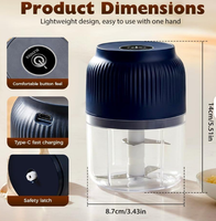 Hachoir Électrique Portable USB Sans Fil pour Ail et Viande, Mini Hachoir à Oignons, Petit Robot Culinaire et Broyeur MINI CHOPPER