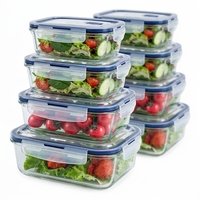 Ensemble de contenants de préparation de repas en verre hermétiques réutilisables, boîte à lunch en verre de qualité alimentaire pour fruits, bento, micro-ondes, pour l'école
