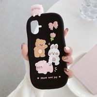 Coques de téléphone portables antichoc en silicone 3D mignonnes et populaires de l'usine BAILI, motif lapin et ours, pour Samsung/Redmi/Honor
