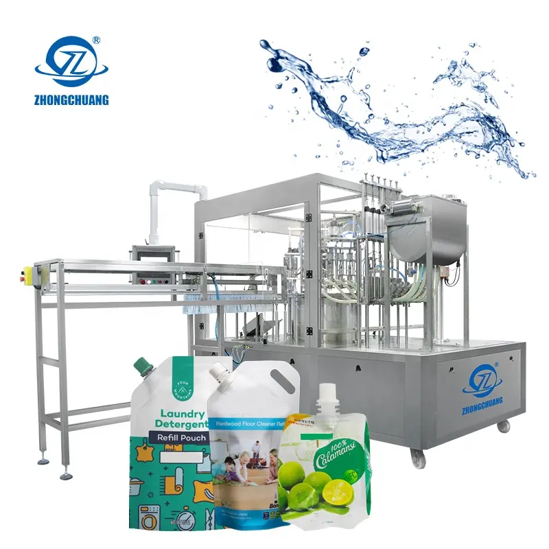 Beverage Stand Up Spout Pouch Filling Seal Capping Machines Liquid Laundry Detergent Sauce Automatic Premade Bag Packing Machine