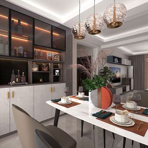 Aparador Moderno y Elegante con Puertas de Vidrio y Tiradores Metálicos, Mueble para el Hogar con Amplio Espacio de Almacenamiento para Botellas de Vino y Vajilla - Product Image 3