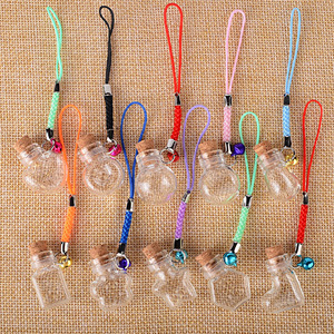Glass Bottle Keychain Essential Oil Bottle Charm Pendant Small Bottle with Cork Phone Charm Keychain DIY Creative Mini Key Chain