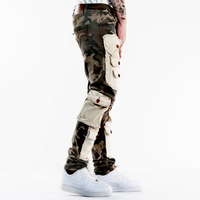 Jean Cargo Skinny Homme Camouflage Coupe Slim, Mode Streetwear, Poches Plaquées, Multi-Poches, Logo Personnalisé OEM