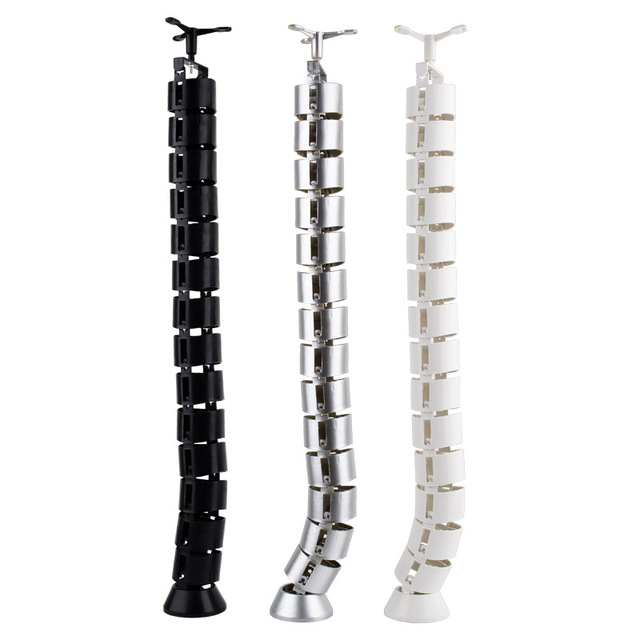 ABS Adjustable Desk Snake Tube Wire Cable Management Office Desk Wire Organizer Round Cable Management Spine