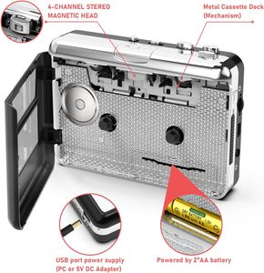 Reproductor de Casetes <span class=keywords><strong>Compacto</strong></span> Plateado, Reproductor MP3 Portátil, Grabador de Música <span class=keywords><strong>Digital</strong></span> Compatible, Auriculares, Entretenimiento para Viajes y Deportes - Product Image 4