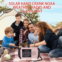 Radio à manivelle solaire auto-alimentée 2000mAh avec charge USB-C, lampe torche LED, alarme SOS, radio météo AM/FM/SW d'urgence