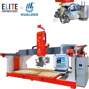 HUALONG HKNC 시리즈 CNC 브리지 스톤 커팅 및 밀링 머신 CNC 브리지 톱 5 축 조리대 3D 대리석 화강암