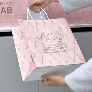 Sacs à emporter en papier kraft biodégradable écologiques personnalisés avec poignées pour articles de boulangerie, emballage de livraison de nourriture - Product Image 6