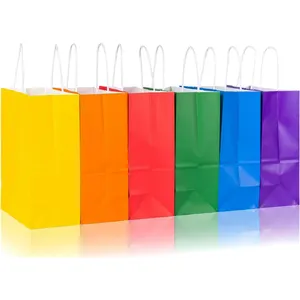 Saco de papel Kraft de alta qualidade para decoração de festas, saco de papel Kraft reutilizável personalizado em cores
