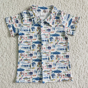 Chemise pour garçon Fish Hook Ocean Blue - Product Image 1