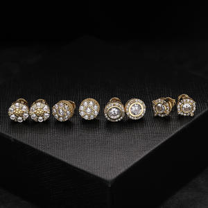 ต่างหูแบบหมุดทรงกลม ชุบทอง 18k ประดับเพชรโมอิสซาไนต์ VVS คุณภาพสูง ตัวเรือนเงินแท้ 925 แบบเกลียวหลังรูปดอกไม้ สำหรับผู้ชาย - Product Image 2