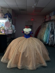 Abito da ballo lungo da quinceañera Mumuleo Snow White con strascico a cappella, in raso moderno e pizzo stampato, vita naturale, per adolescenti, lavorato a maglia - Product Image 5